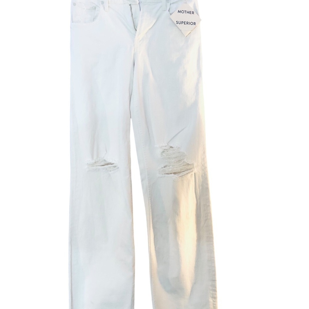 MOTHER Cream Flare Wide Leg Jeans